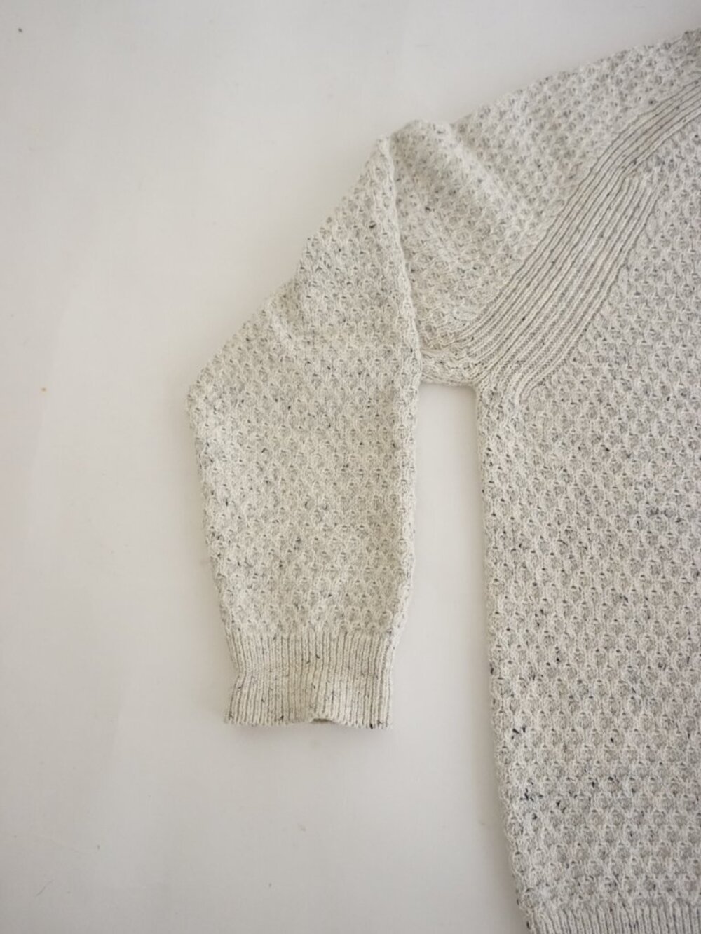 Vintage WindRiver Cream Speckled Knit Crew Neck Heavy Textured Cotton Sweater XL - Picture 7 of 10